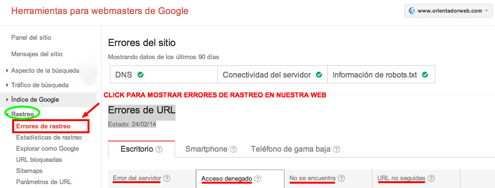 GoogleMasterTool-server error HTTP-Errores de rastreo