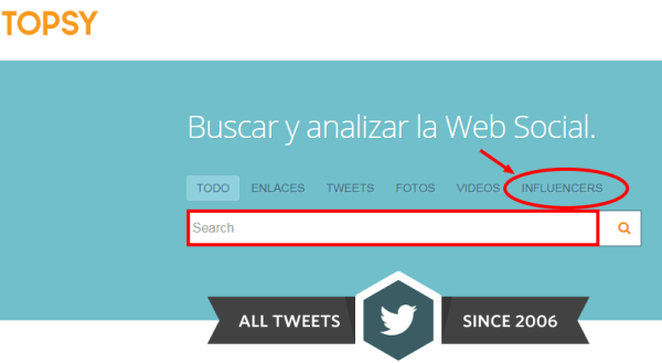 herramienta influencers gratis Twitter Topsy