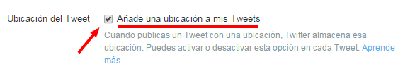 Configuración de la ubicación de Twitter Orientadorweb